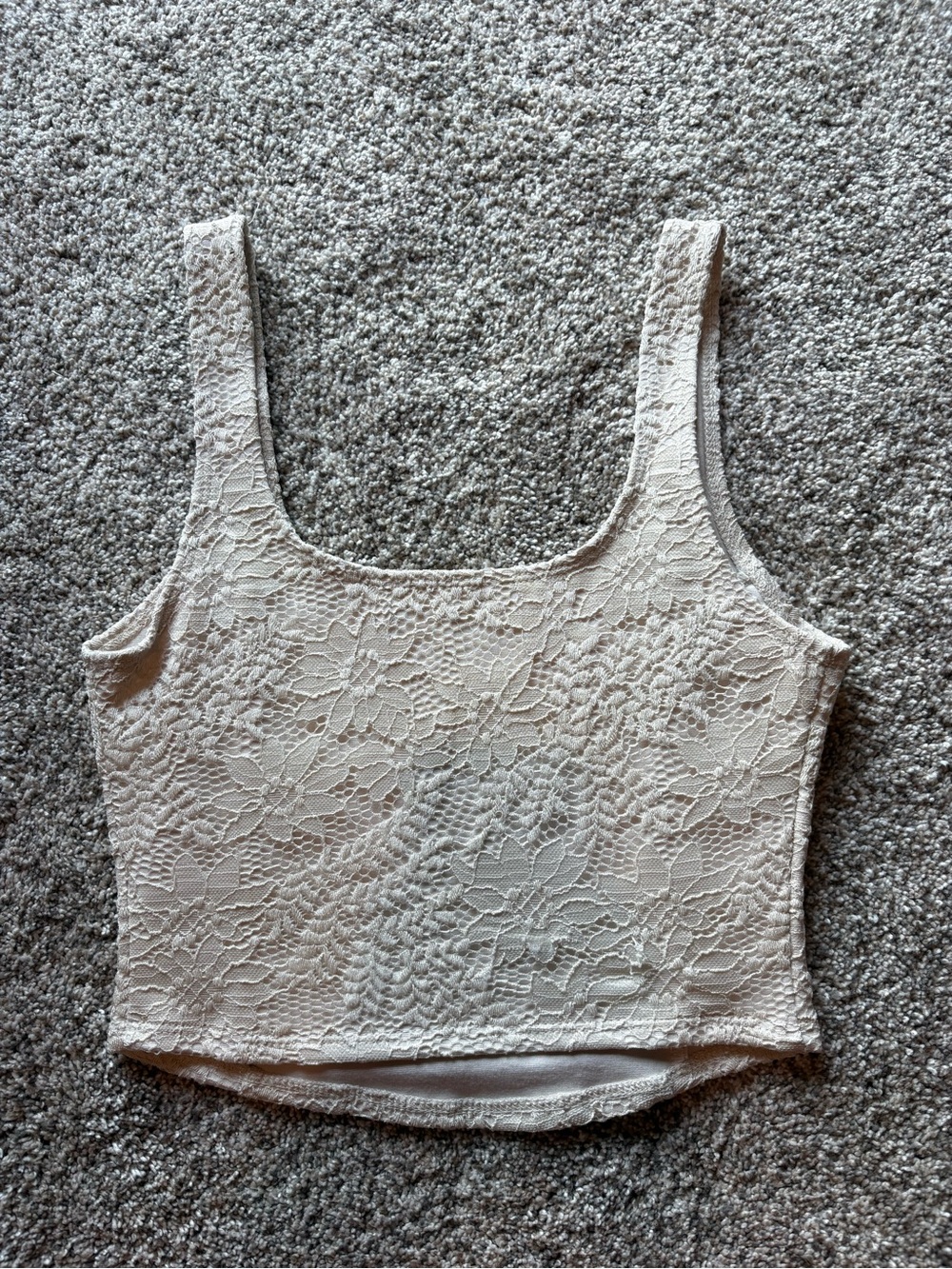 Altar'd State Cream Floral Lace Cropped Tank - Picture 3 of 3